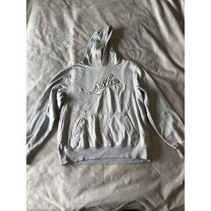 Nike Athletic Dept Hoodie Grey Script Logo Pullover Sweatshirt Mens Large